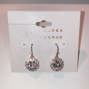 LC Lauren Conrad Gold and Faux Crystal Drop Earrings NWT